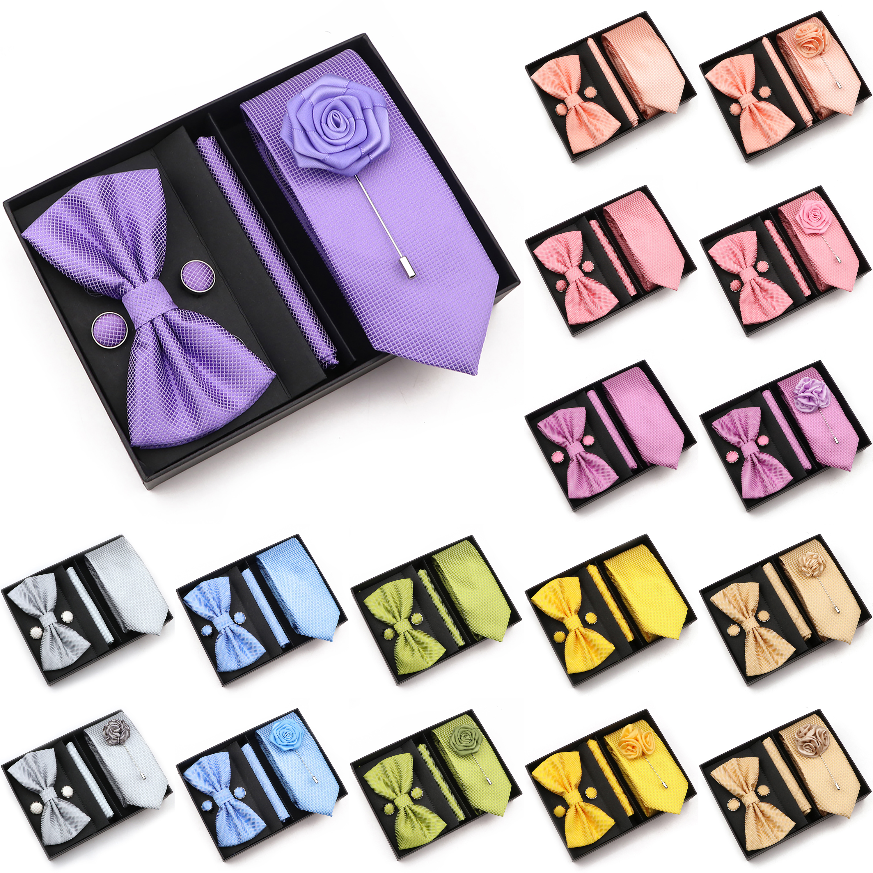 New Style Tie Set Solid Color  - Mens Grooming Box review and price