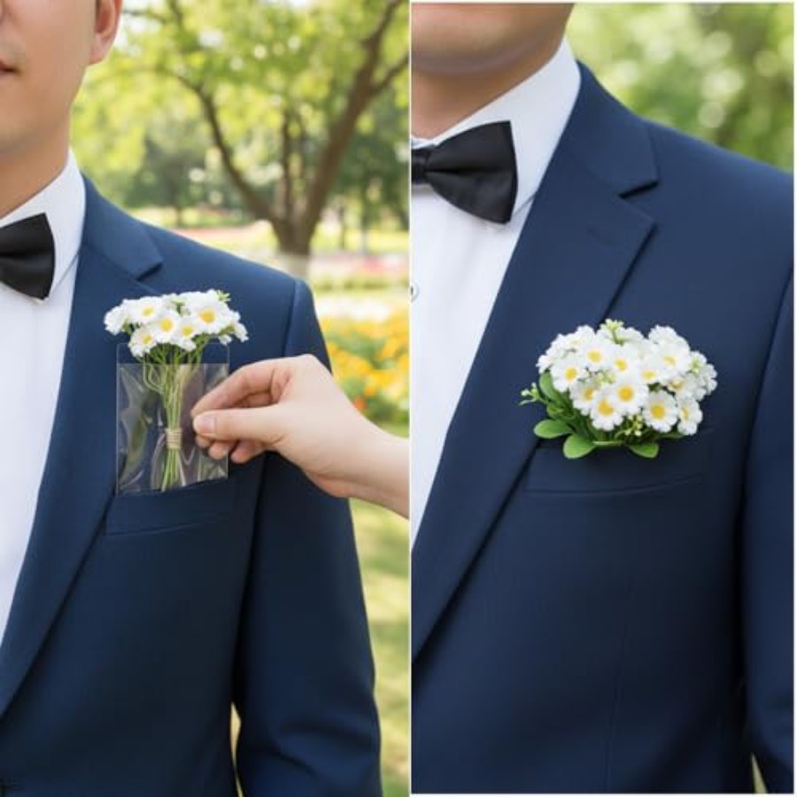 12 Pcs Pocket Boutonniere Plas - Mens Grooming Kit For Wedding review and price